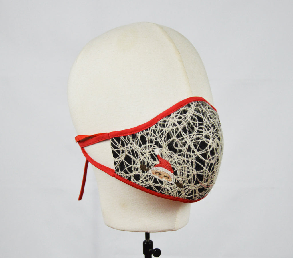 Dr. Thavam - 5 Layer Mask with Ear Loop (Limited Edition/Hand Embroidered Mask) - Black - F