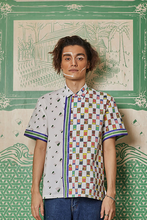 LAPAR' PRINTED MIXED POLYESTER SHIRT - SHIRT WITH SIDE PANEL - PRINT